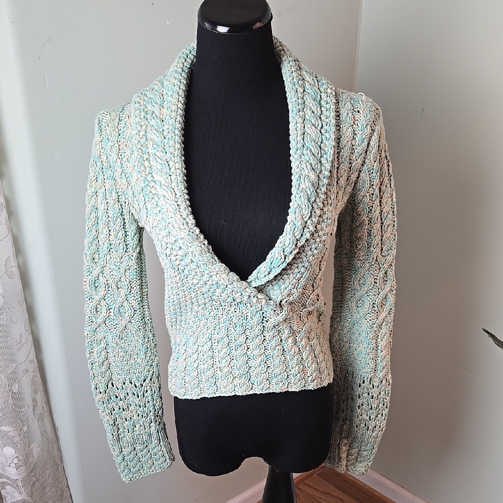 Arden B. Y2K chunky knit sweater mint Cable